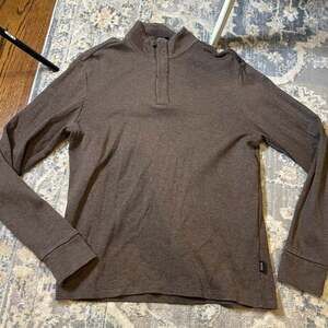 Hugo Boss Men's Brown Quarter-Zip Pullover Sweater - Regular Fit Size M